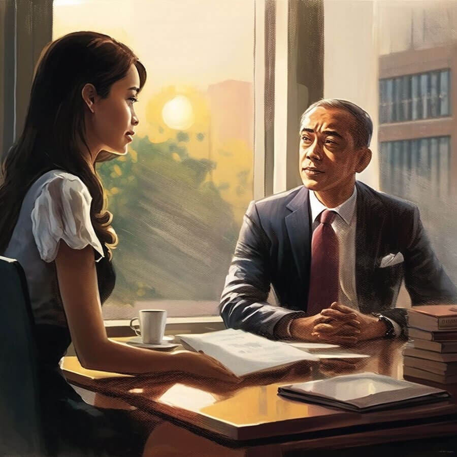 Employer interviewing an Employee