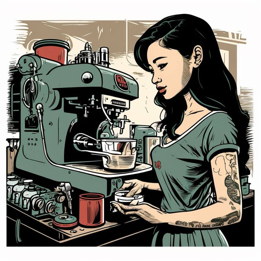 Filipina Barista Making a Coffee