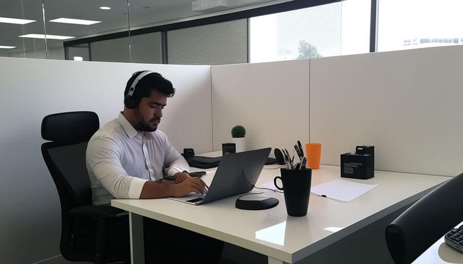 an introvert sitting at a spacious and quiet work